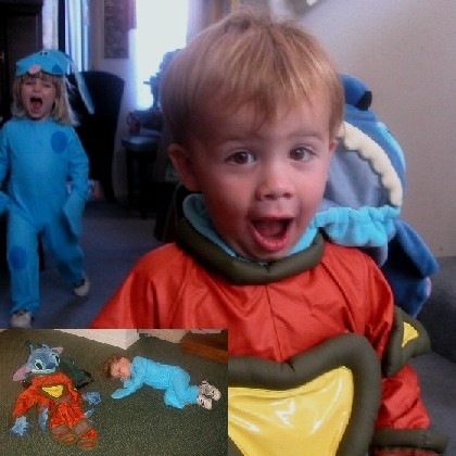 Two of Danya's Kids: Kassie as Blue and John as Stitch